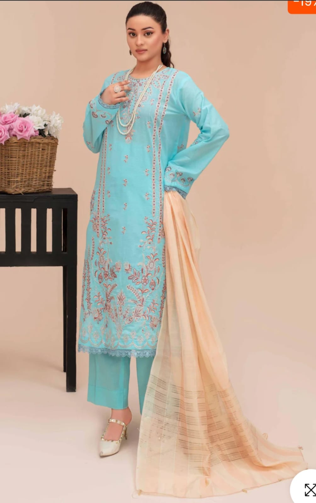 Fizza Noor Chashni Embroidered Lawn 3 piece