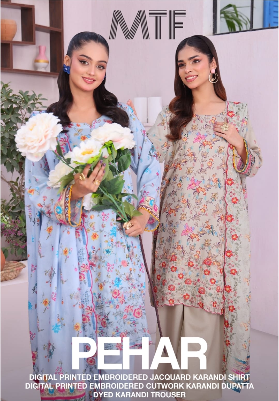 Pehar By MTF Digital Printed Embroidered Jacquard Karandi